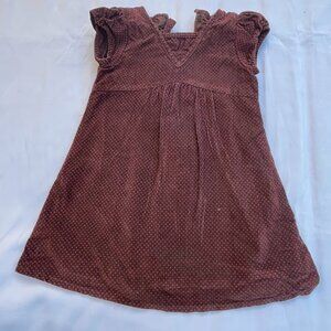 Baby Gap Brown Corduroy Polka Dot Dress | 12-18 Months Toddler Girl Ruffle Sleev